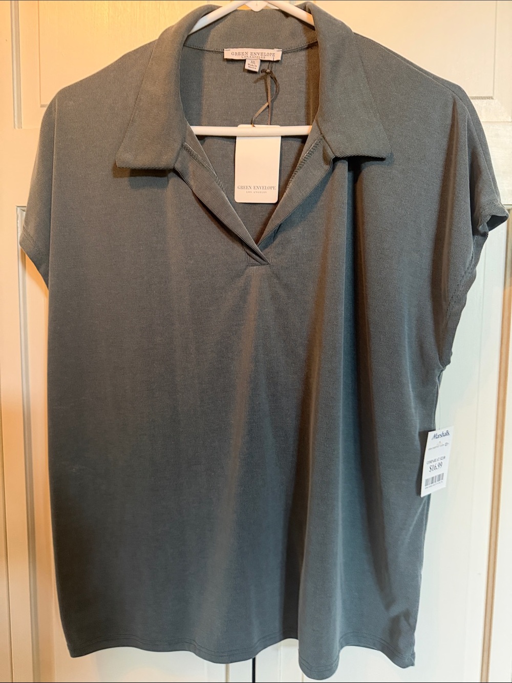 Green Envelope Slate Green Short Sleeve Polo Top